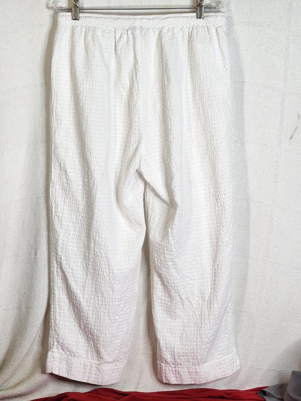 Focus Casual White Preshrunk Cotton Seersucker Drawstring Elastic Waist Pants XL - Picture 10 of 16